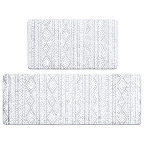 FRESHMINT boho Moroccan print kitchen mat in two-piece set for stylish anti-fatigue comfort.