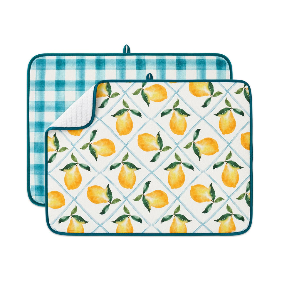 FreshMint dish drying mat with boho grid pattern for stylish counters and fast drying