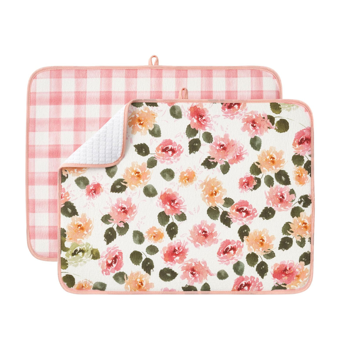 FRESHMINT boho-pattern dish drying mat absorbs spills quickly.