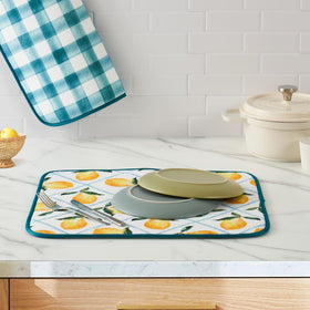 FreshMint floral printed dish mat adds charm while absorbing water quickly