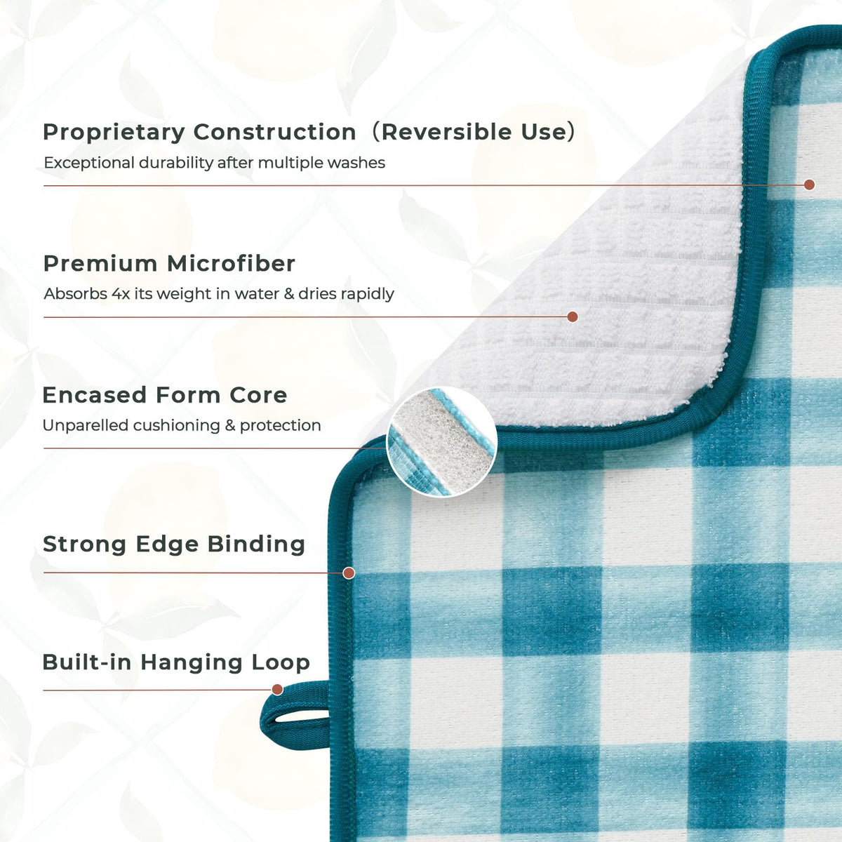 FreshMint fruit-pattern drying mat enhances kitchen decor and keeps counters dry