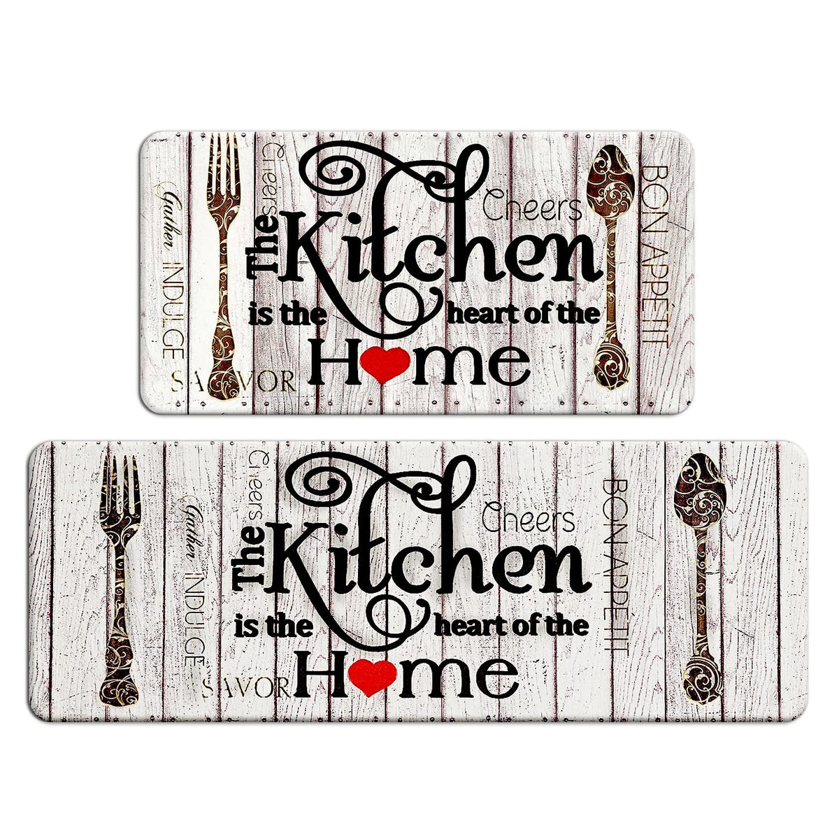FreshMint farmhouse kitchen mat 30x17 front view with rustic pattern and soft anti-fatigue cushioning.