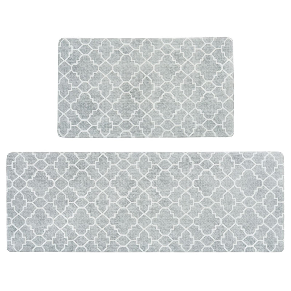 FreshMint kitchen mat set with trellis pattern enhances decor and standing comfort