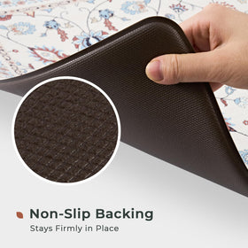 FreshMint kitchen mat in sink area demonstrates practical comfort during dish duty.