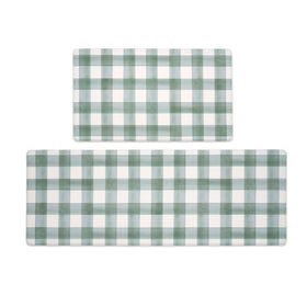 FRESHMINT Modern Farmhouse plaid mat front view enhances foot comfort.