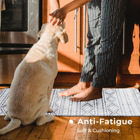 FRESHMINT waterproof kitchen mat keeps spills contained and cleans easily.