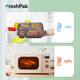 Freshpak stackable design reduces clutter and packaging waste.