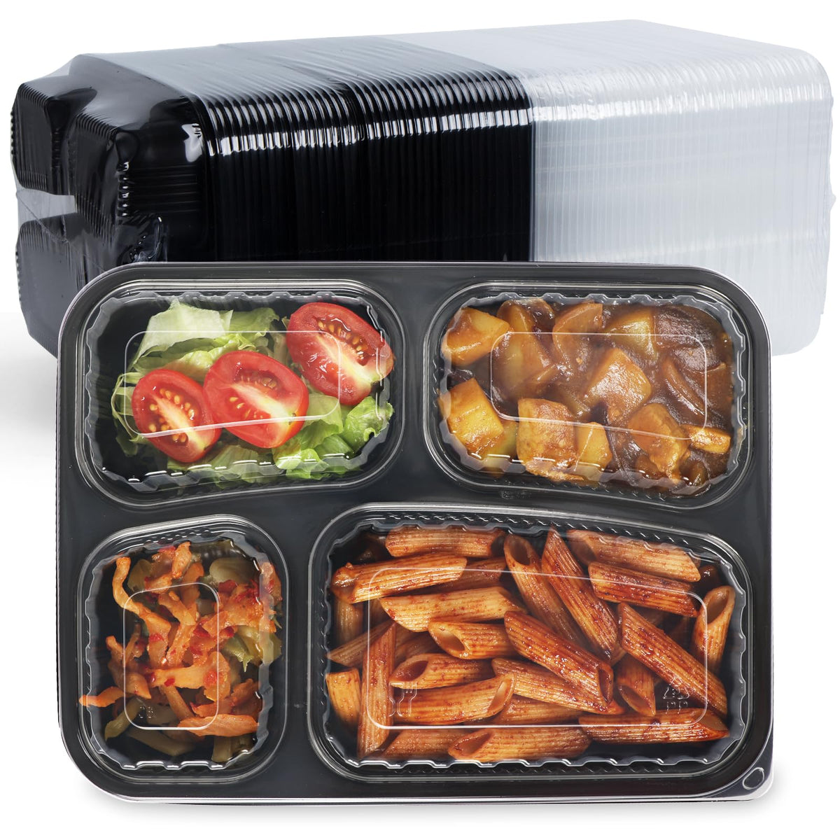 Freshpak four-compartment meal prep container for precise portions on the go.