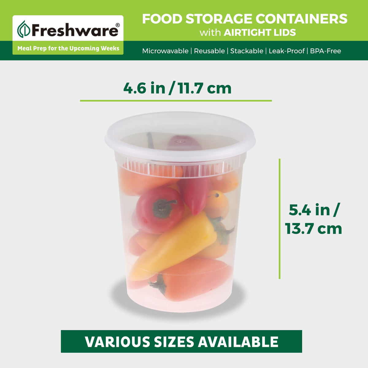 Freshware 32 oz deli container in freezer for batch‑prepped meals