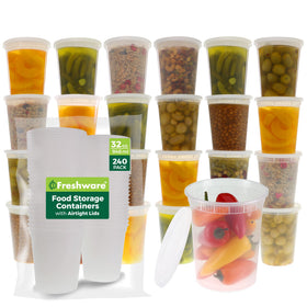 Freshware 32 oz deli container with tight-seal lid for fresh, spill‑free meals