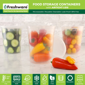 Freshware 32 oz deli container stacked for organized storage