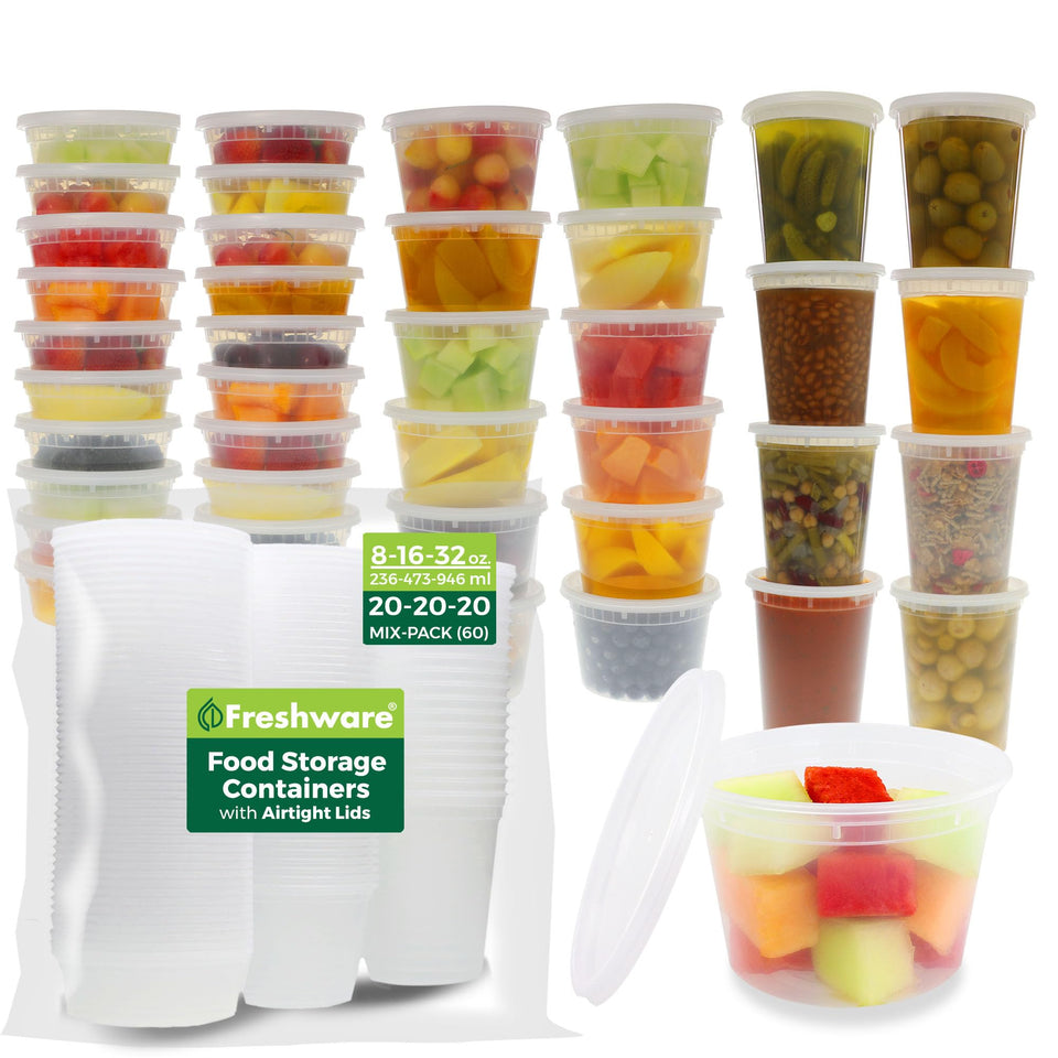 Freshware 8 oz container with airtight lid for portion control.
