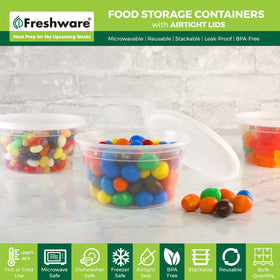 Freshware airtight leakproof lid seals to prevent leaks and keep contents secure.