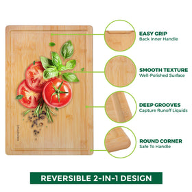Freshware bamboo cutting board featuring a reversible design for serving and slicing