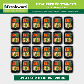 Freshware stackable bento box design saves cupboard space.