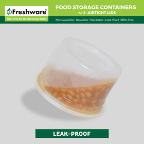 Freshware stackable 64 oz deli containers save fridge space.