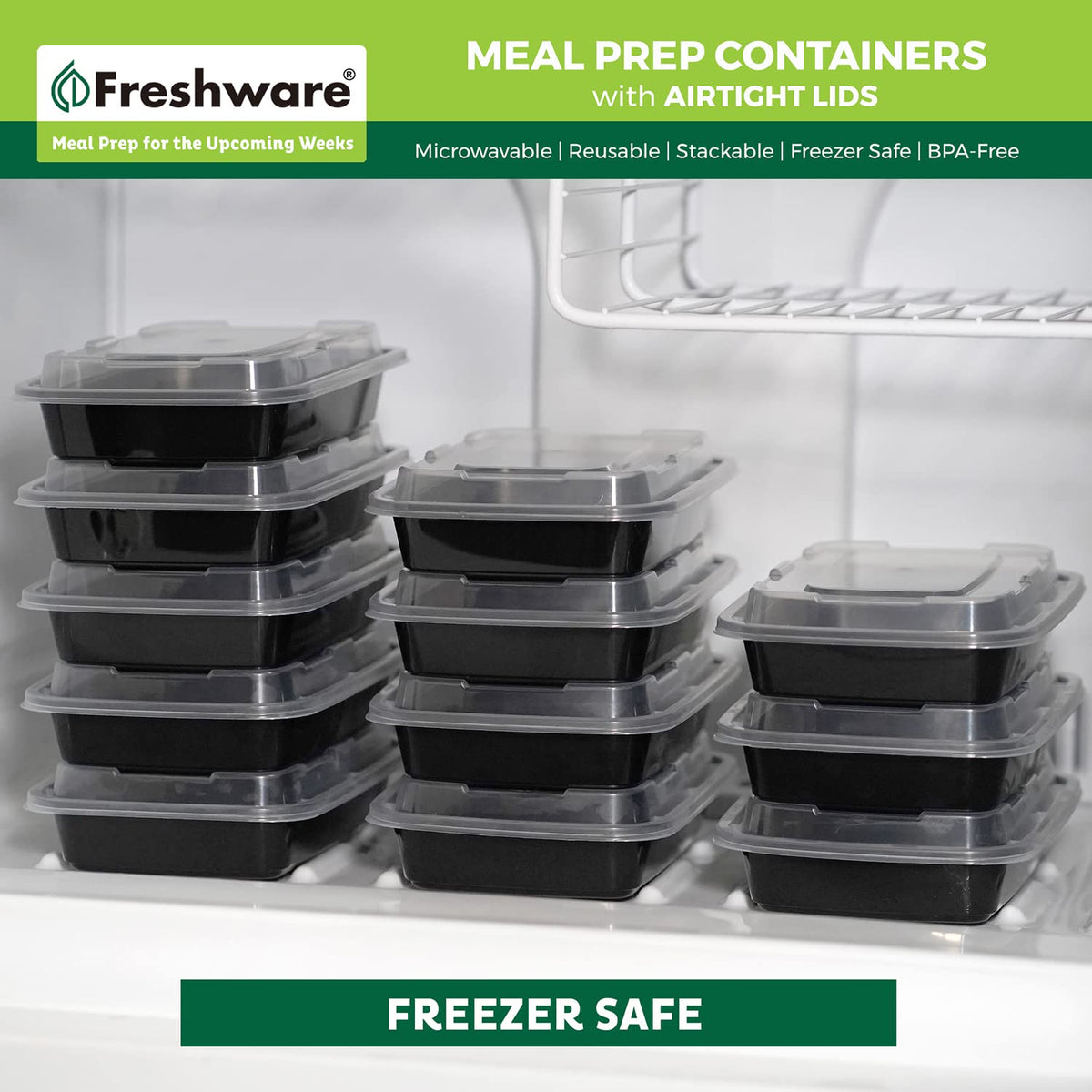 Freshware BPA-free plastic containers ensure safe food storage at home.