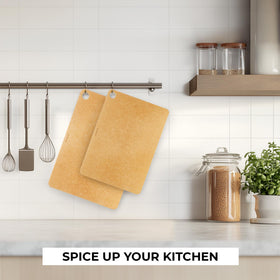 Freshware knife-friendly wood-fiber surface preserves blades.