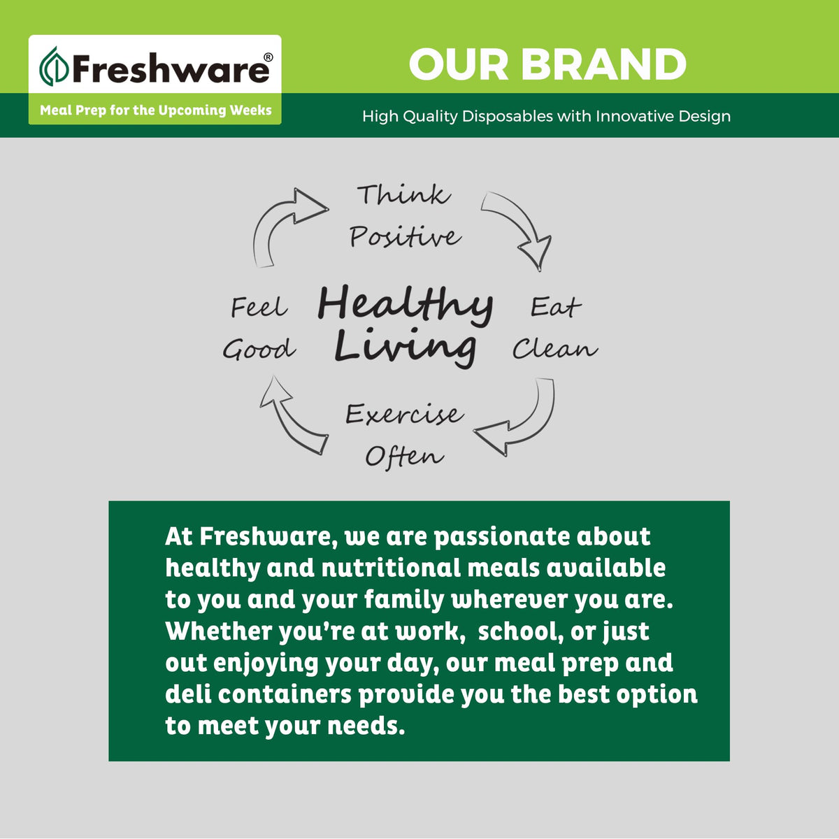 Freshware deli container with lid off, showing durable reusable design.