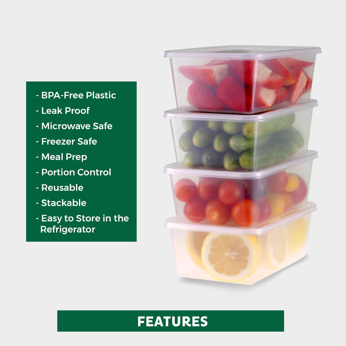 Freshware 34 oz freezer microwave safe containers ideal for batch cooking.