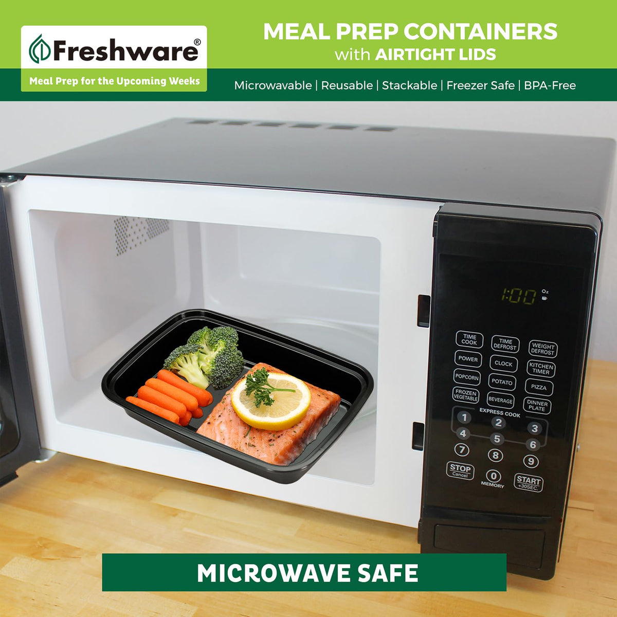 Freshware container lid fits securely, preserving freshness for on-the-go meals.
