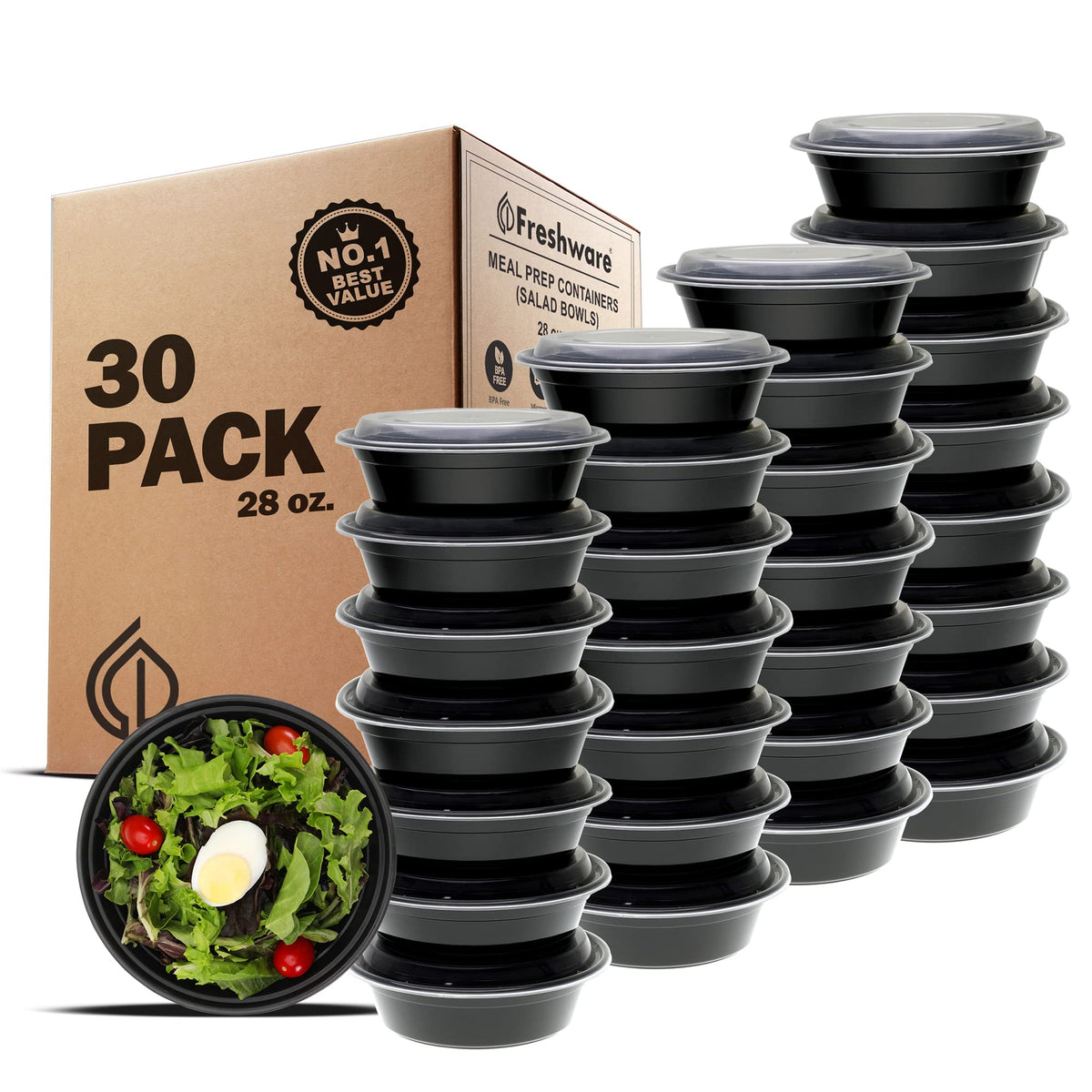 Freshware meal prep bowl outer view highlighting durable, BPA-free design for organized meals on the go