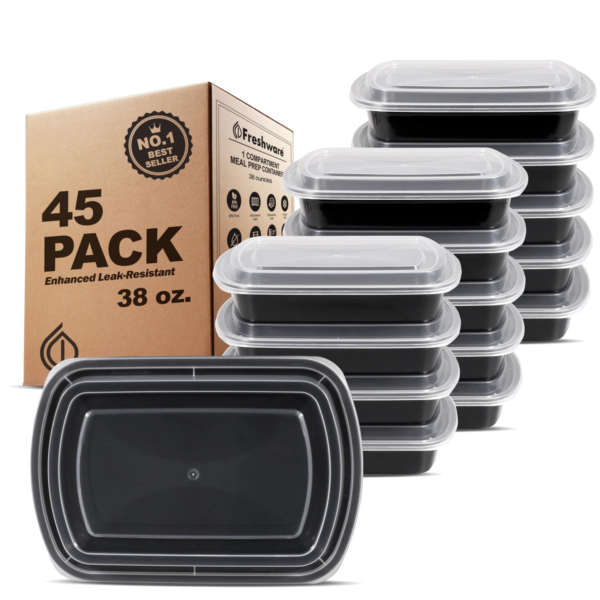 Freshware meal prep container with lid for on-the-go portions