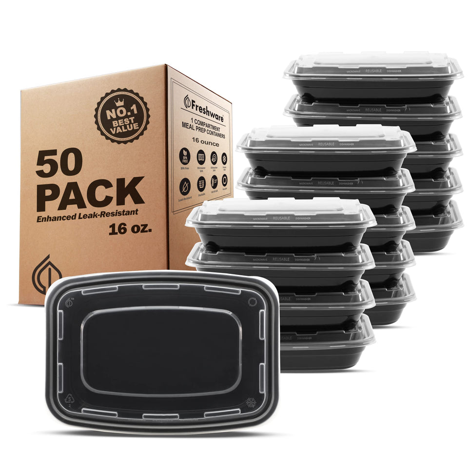 Freshware 16oz meal prep container with 1 compartment for portion control.