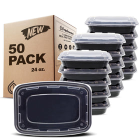 Freshware 24 oz one-compartment meal prep container with lid, ideal for portion control.