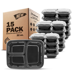 Freshware meal prep containers 15-pack with lids, organized for easy stacking and portion control.