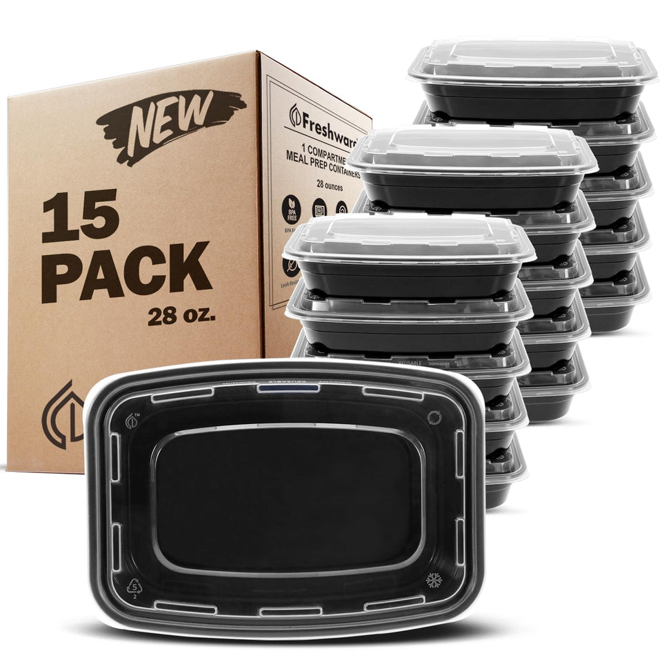 Freshware meal prep container 28 oz single compartment for portion control at home