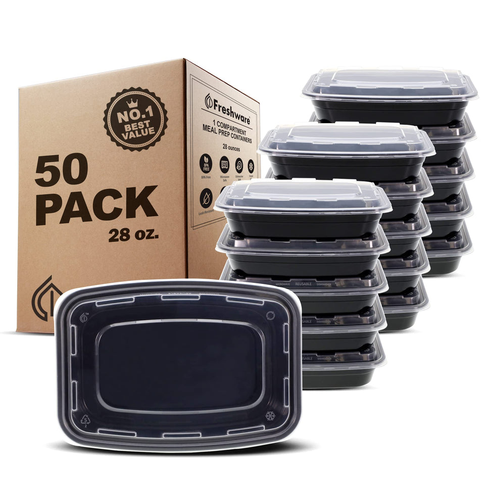 Freshware meal prep containers with lids keep portions organized and fresh.