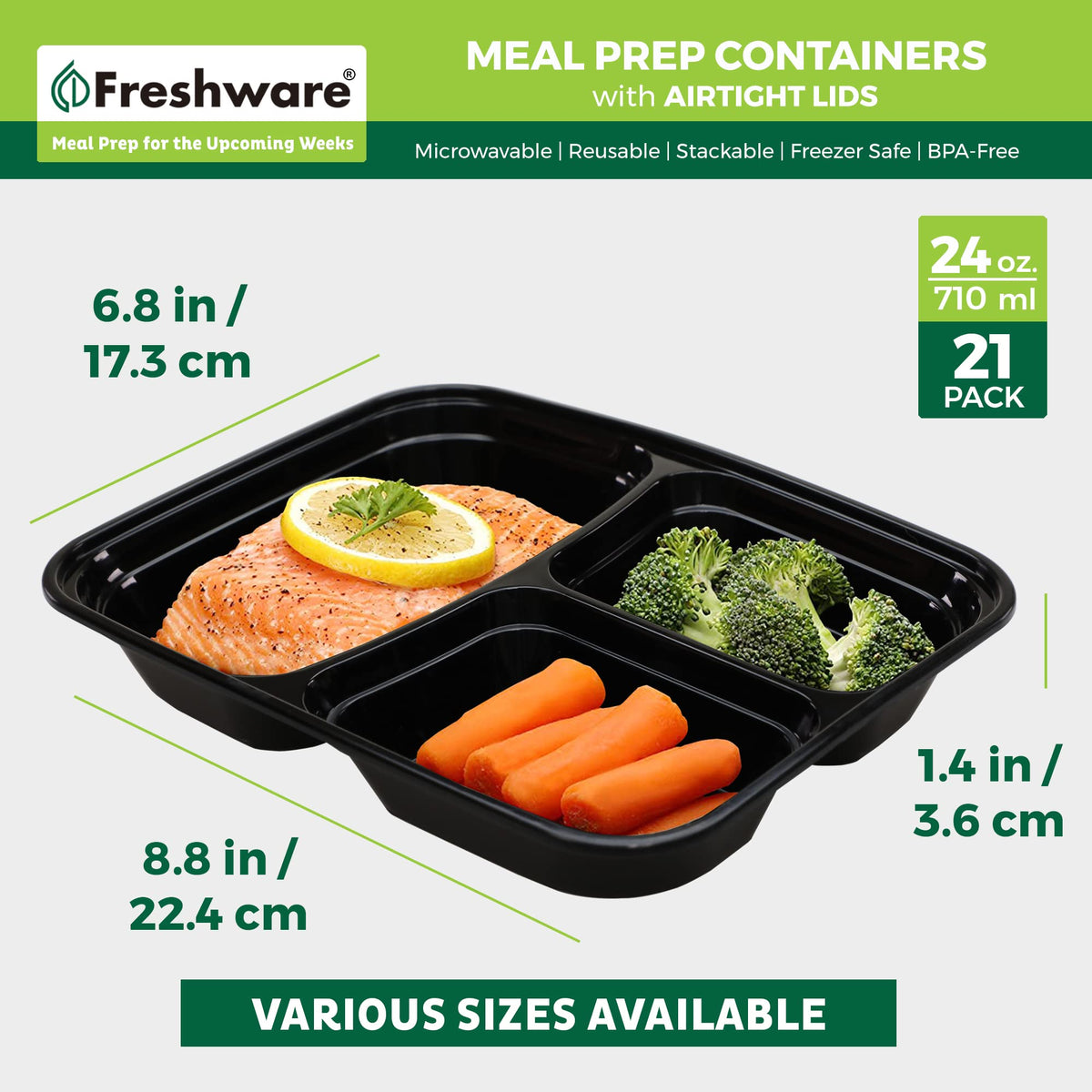 Freshware microwave-safe container heats meals quickly from the fridge