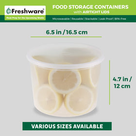 Freshware BPA-free deli container with microwave-safe design for reheating.