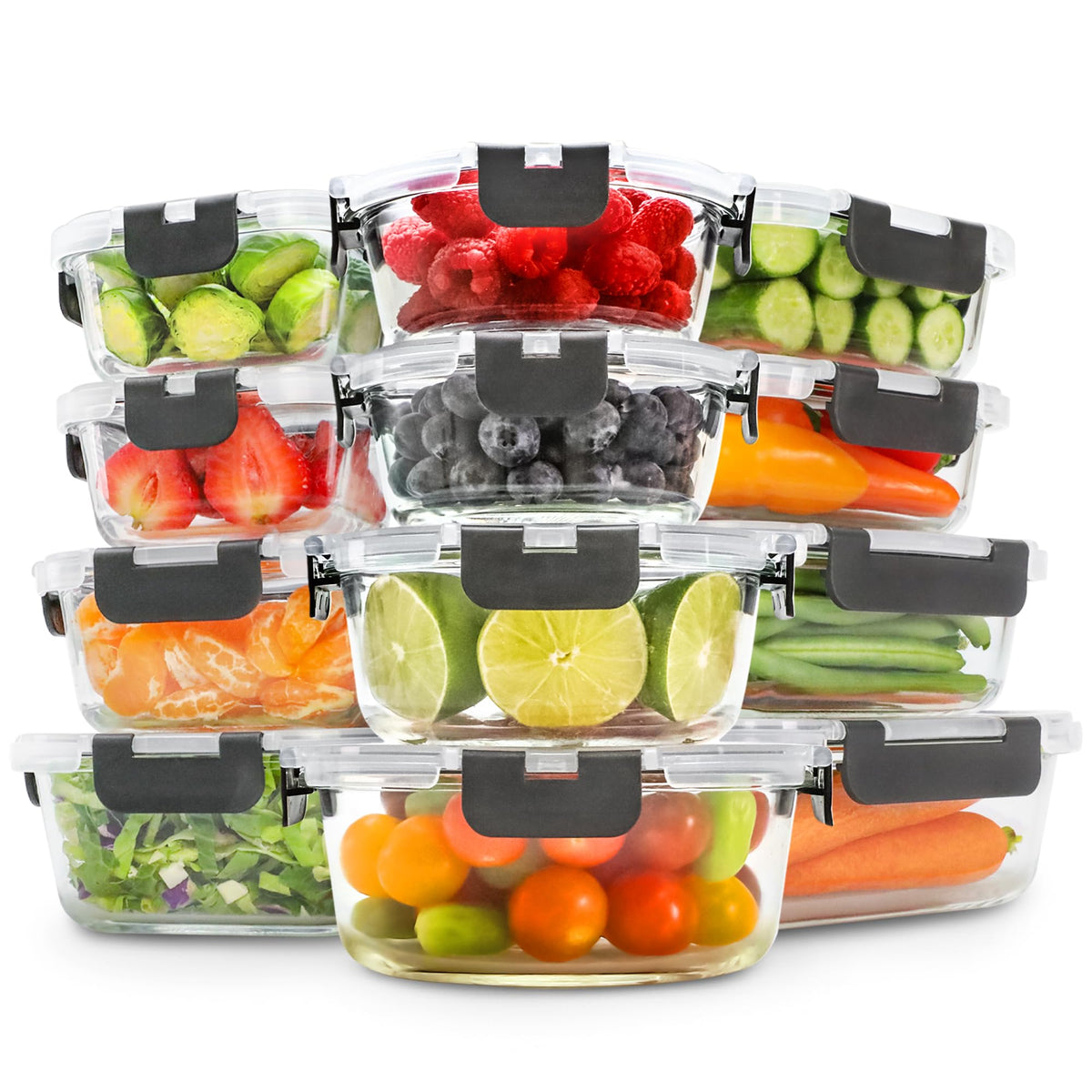 Freshware glass meal prep containers are BPA-free and easy to clean.