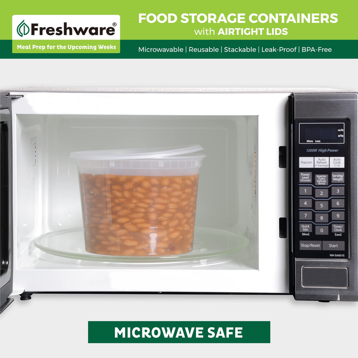 Freshware freezer-safe deli container preserves flavor during freezing.