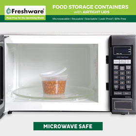 Freshware stackable design saves space in kitchen and pantry.