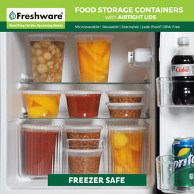 Freshware stackable freezer-safe containers save space and organize food.
