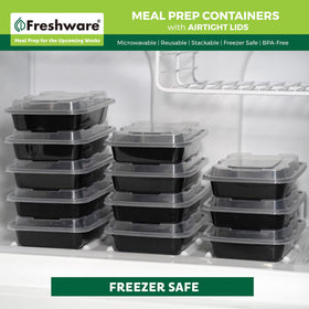 Freshware BPA-free polypropylene lunch boxes ready for freezer storage and daily use.