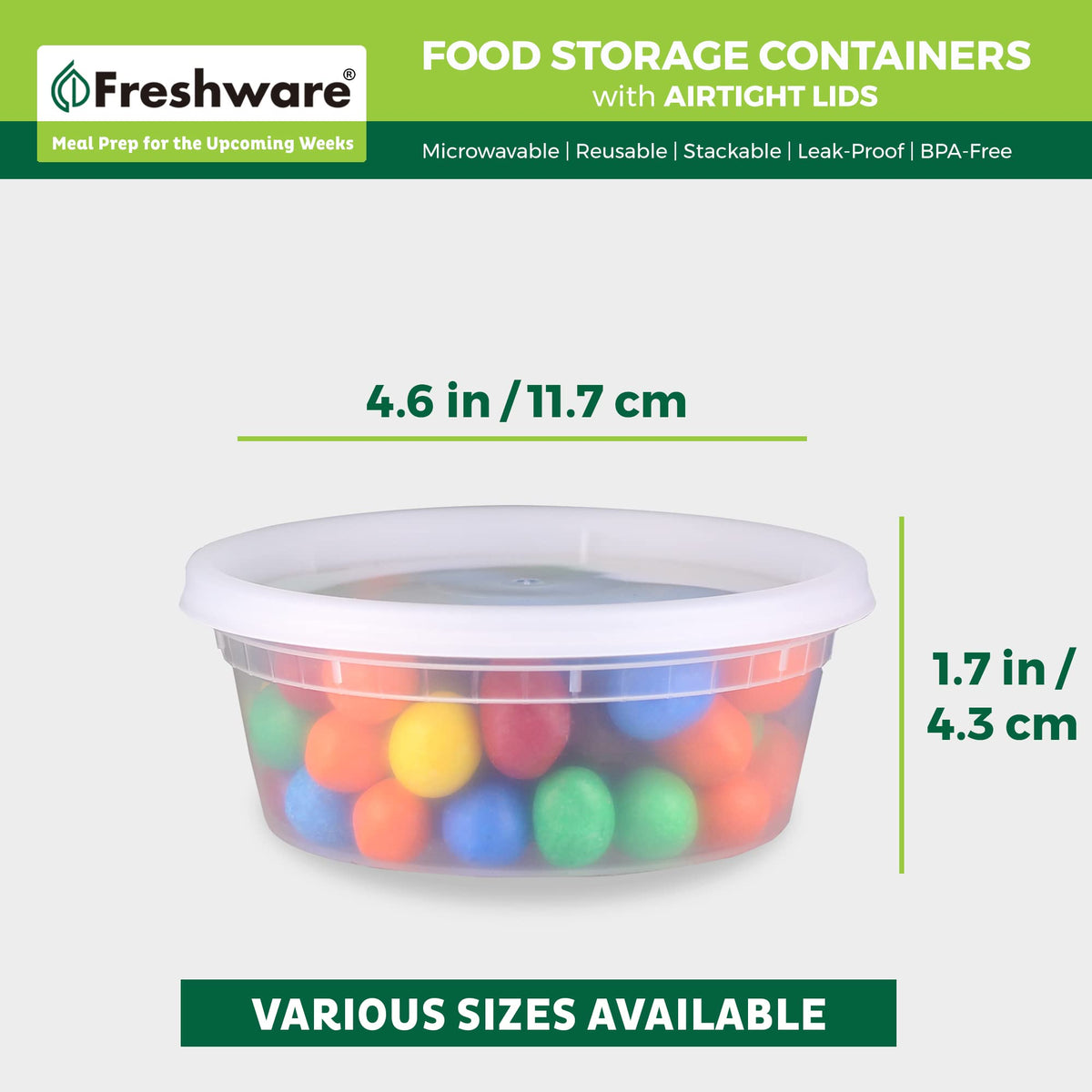 Freshware stackable meal prep containers save fridge space.
