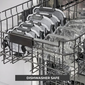 Freshware stackable glass containers save cabinet and fridge space in busy kitchens.
