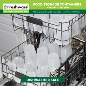 Clear lid and container showing contents for quick fridge organization