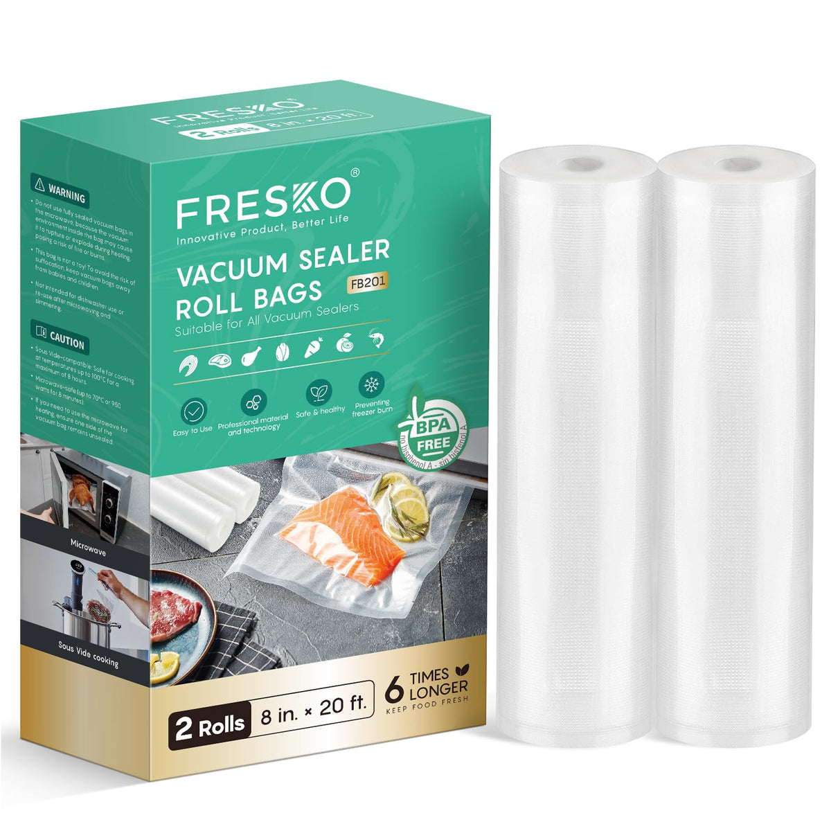 FRESKO 8x20 vacuum bag roll for meal prep and sous vide.