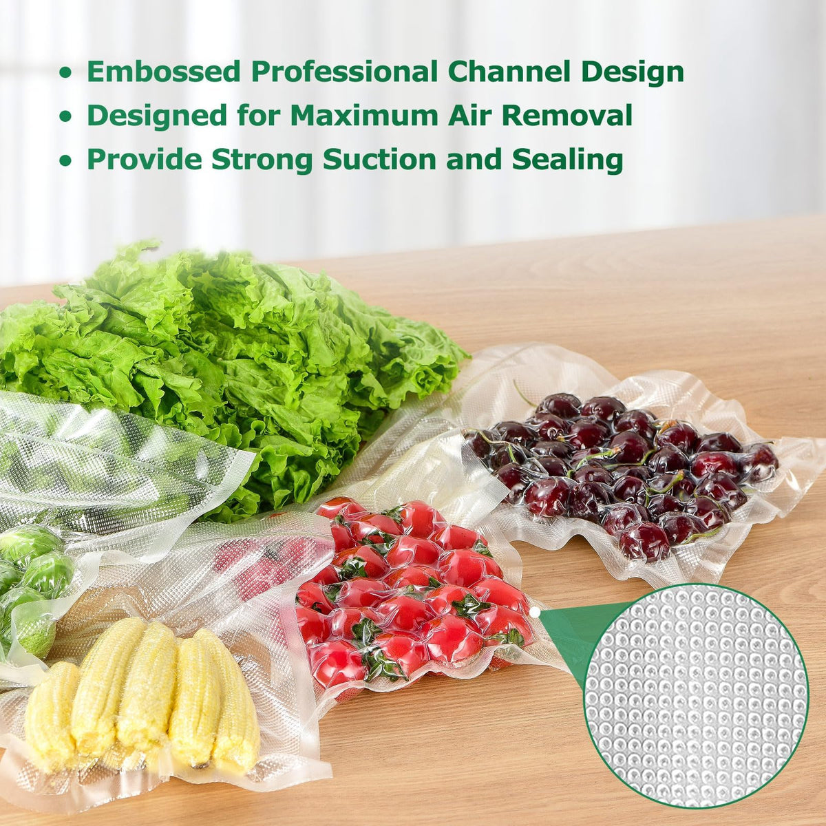 FRESKO BPA-free food-grade material closeup highlighting safety for freezer and sous vide.