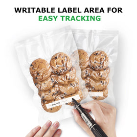 FRESKO easy tear labels help track storage times and categories.