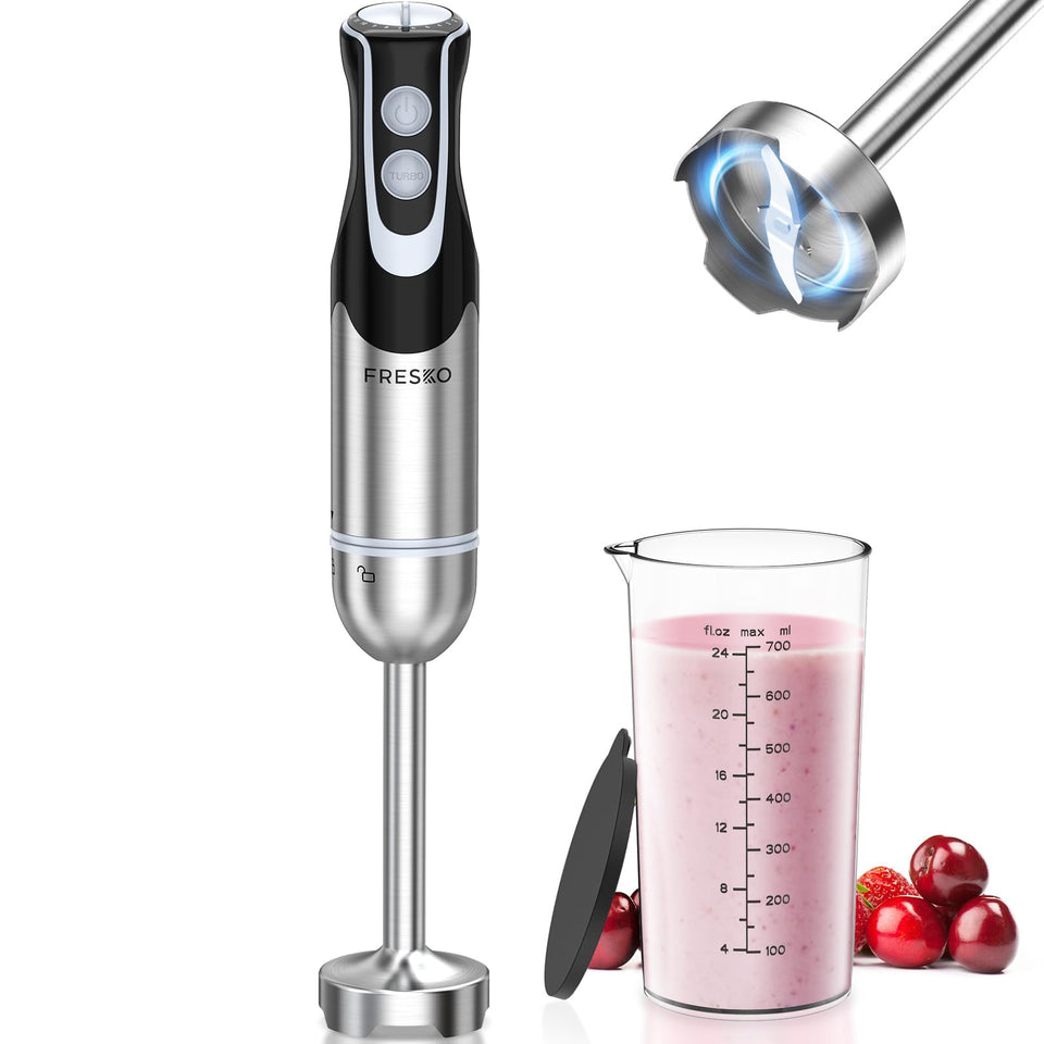 FRESKO immersion blender with 500W motor blends smoothly for silky soups