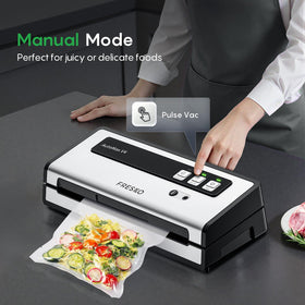 FRESKO 95KPa suction pulls air quickly for secure sealing on bulk meals.