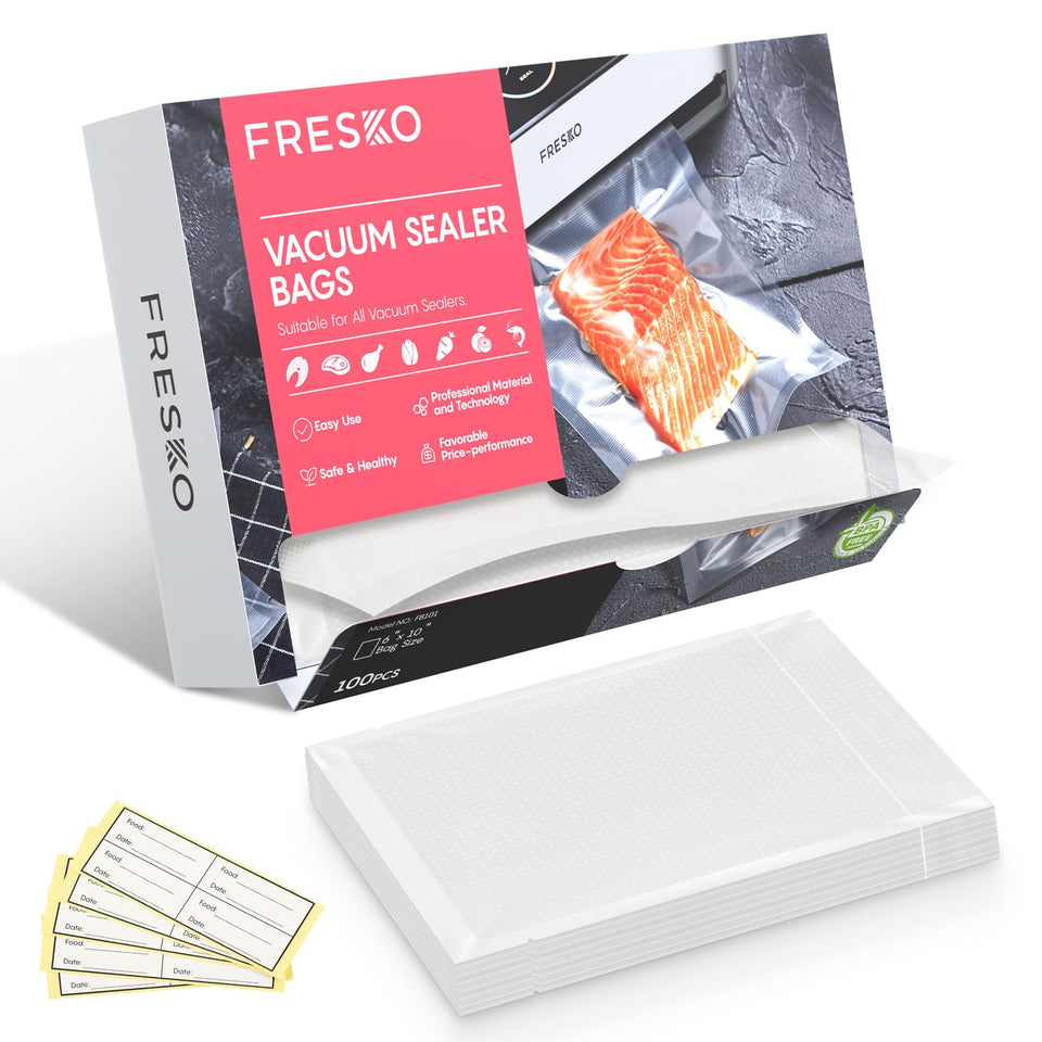 FRESKO pint-size vacuum bags 6x10 for organized meal prep and secure freezer storage