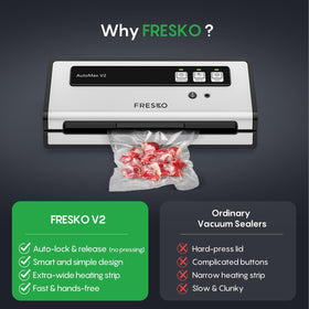 FRESKO starter kit photo showing bags, hose, and manual for quick setup