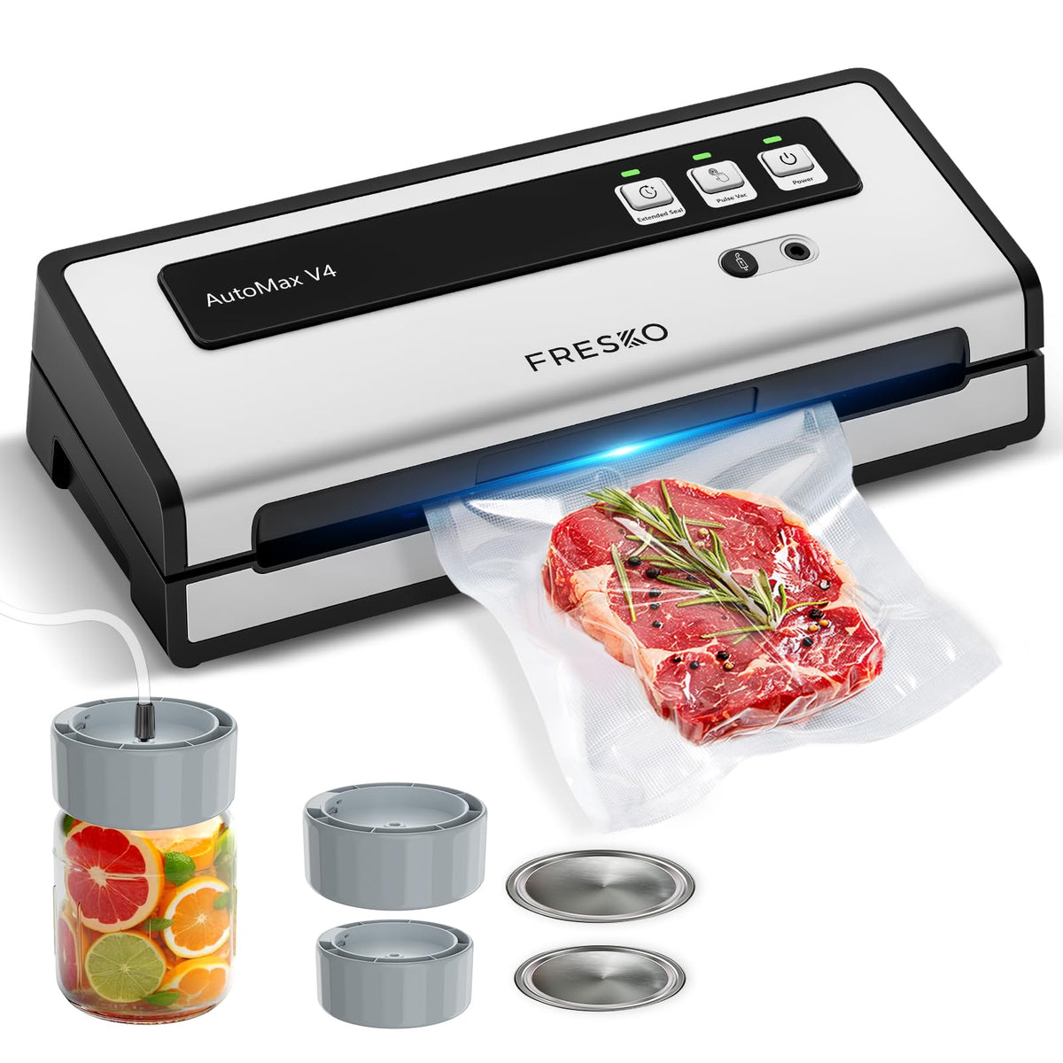 FRESKO vacuum sealer with automatic bag detection streamlines sealing and saves time.